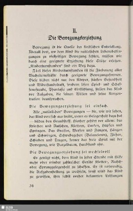 II. Die Bewegungserziehung