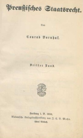 Bd. 3: Preußisches Staatsrecht : [Bd. 2]