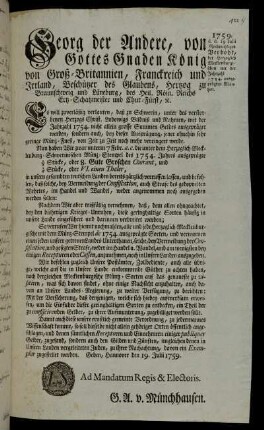 Verbot und Strafe des Handels mit Herzoglich-Mecklenburgischen Münzen mit Stempel der Jahreszahl 1754 [gedruckte Verordnung].