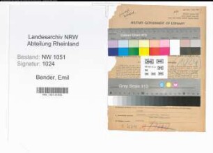 Entnazifizierung Emil Bender , geb. 11.10.1899 (Kaufmaennischer Angestellter)