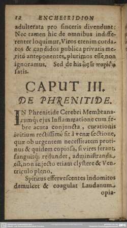 Caput III. De Phrenitide