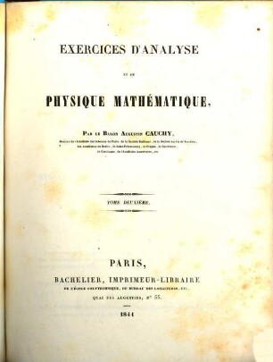 Exercices d'analyse et de physique mathématique, Tome Deuxième