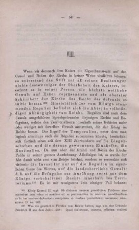 VIII. Oberhoheit des Kaisers