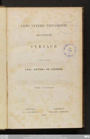 Libri Veteris Testamenti apocryphi Syriace