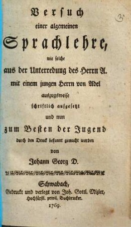 Versuch einer algemeinen Sprachlehre