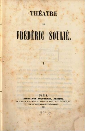 Théatre de Frédéric Soulié. 1