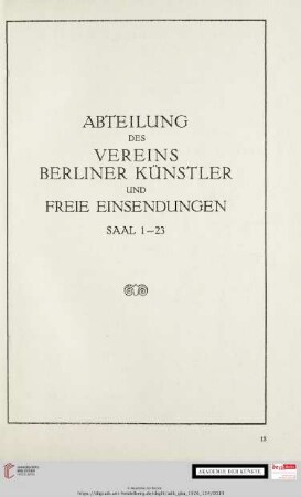 Abteilung des Vereins Berliner Künstler und freie Einsendungen: Saal 1-23