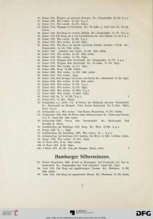 Hamburger Silbermünzen (Nr. 65-172)