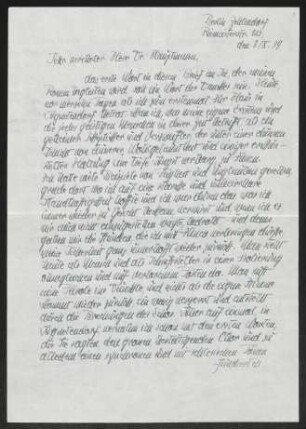Brief von Horst Lange an Gerhart Hauptmann