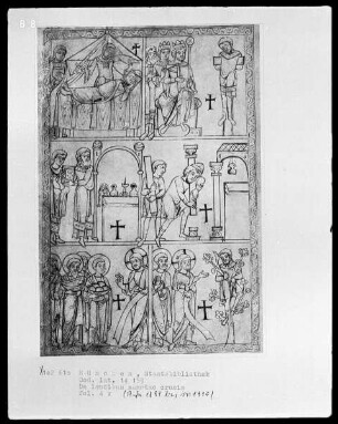 Dialogus de laudibus sanctae crucis — Fünf typologische Szenen, Folio 4verso