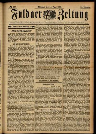 Erste Ausgabe vom Mittwoch, den 14. Juni 1893.
