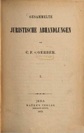 Gesammelte juristische Abhandlungen, 1