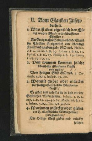 II. Vom Glauben Insonderheit.