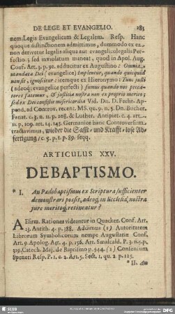 Articulus XXV. De Baptismo