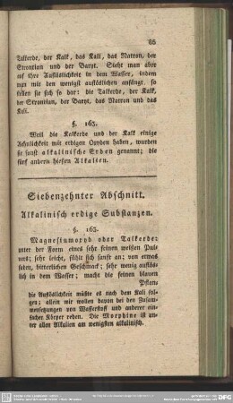 Siebenzehnter Abschnitt. Alkalinisch erdige Substanzen