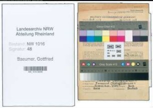 Entnazifizierung Gottfried Baeumer , geb. 29.11.1891 ()