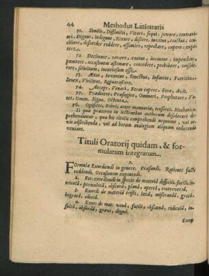 Tituli Oratorii quidam, & formulam integrarum.