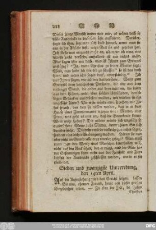 Sieben und zwanzigste Unterredung, den 14ten April.