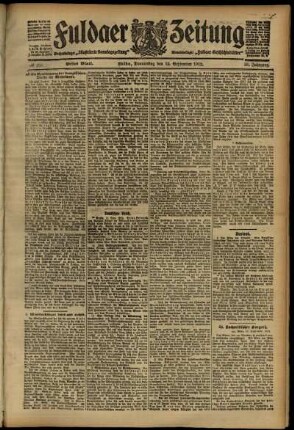 Erste Ausgabe vom Donnerstag, den 12. September 1912.