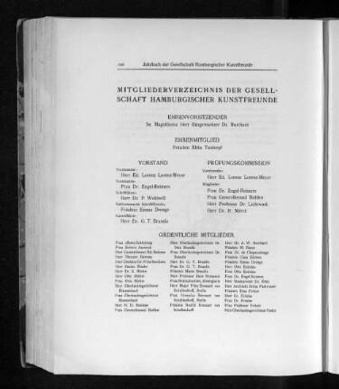 Mitgliederverzeichnis der Gesellschaft Hamburgischer Kunstfreunde