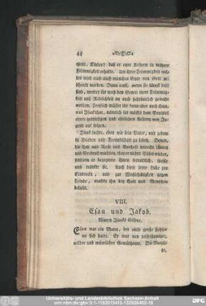 VIII. Esau und Jakob. Waren Isaaks Söhne.