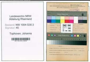 Entnazifizierung Johanna Tophoven , geb. 11.12.1895 ()