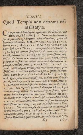 Cap. III. Quod templa non debeant esse malis asyla.