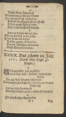 XXXIX. Das zehende im Jahr 1662. (durch einen Engel gesungen.)