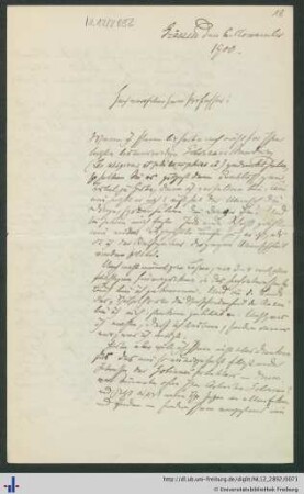 Brief vom 06.11.1900.