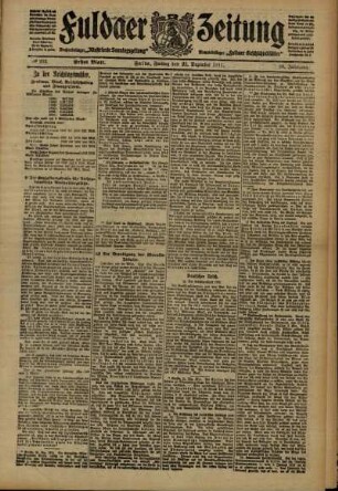 Erste Ausgabe vom Freitag, den 22. Dezember 1911.