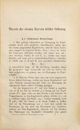 Die Theorie der ebenen Kurven dritter Ordnung : auf synthetisch-geometrischem Wege abgeleitet