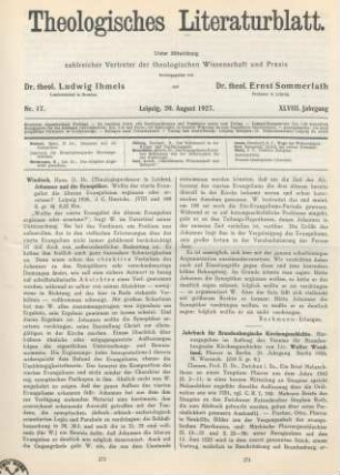 274-275 [Rezension] Jahrbuch für Brandenburgische Kirchengeschichte ; Walter Wendland, 21. Jahrgang ; 1926