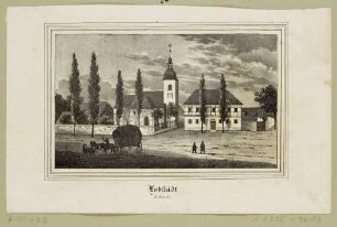 Zweite Ansicht von Lobstädt (Neukieritzsch-Lobstädt) südlich von Leipzig mit der Kirche, aus Sachsens Kirchen-Galerie von Hermann Schmidt, Bd. 6, 1841