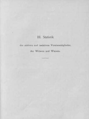 III. Statistik der aktiven und inaktiven Vereinsmitglieder