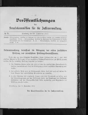 Bekanntmachung, betreffend die Ablegung der ersten juristischen Prüfung vor preußischen Prüfungskommissionen.