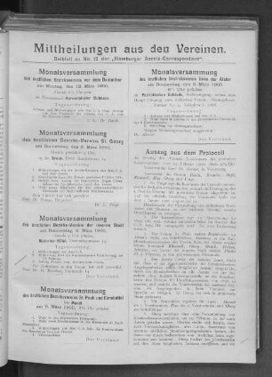 Mittheilungen aus den Vereinen.