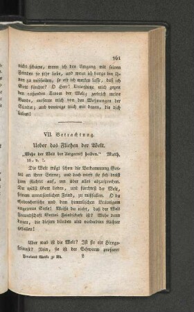 VII. Betrachtung. Ueber das Fliehen der Welt.