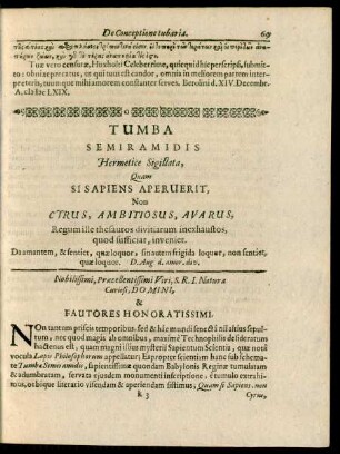 Nobilissimi, Praecellentissimi Viri, S. R. I. Naturae Curiosi, Domini, & Fautores Honoratissimi.
