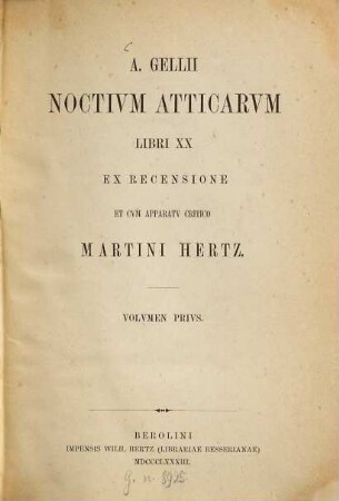 A. Gellii noctium Atticarum libri XX, 1