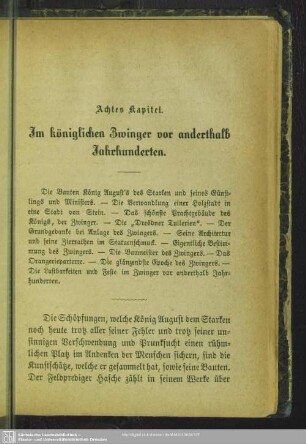Achtes Kapitel. Im königlichen Zwinger vor anderthalb Jahrhunderten