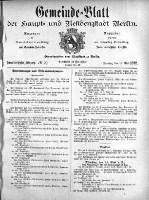 1892,20: No. 20, 15. Mai 1892