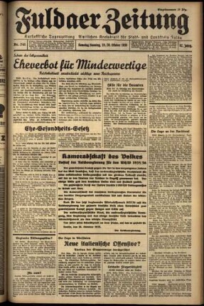 Erste Ausgabe vom Samstag, den 19. Oktober 1935.