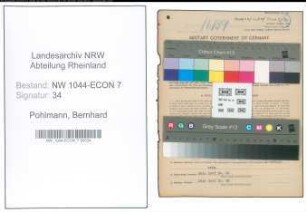 Entnazifizierung Bernhard Pohlmann , geb. 09.01.1896 (Reisevertreter)