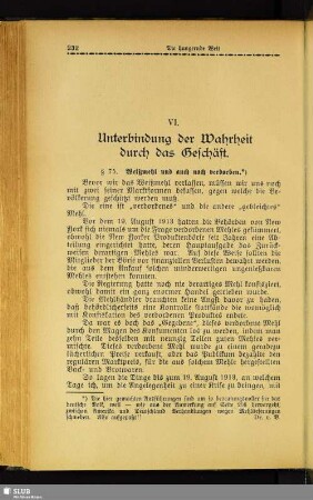 VI. Unterbindung der Wahrheit durch das Geschäft