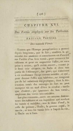 Article Premier. Des mauvais Vernis
