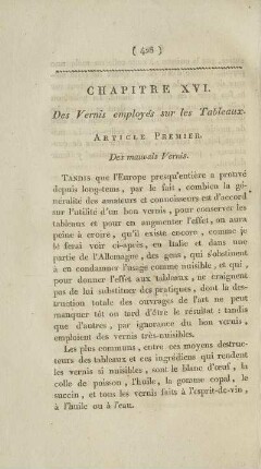 Article Premier. Des mauvais Vernis