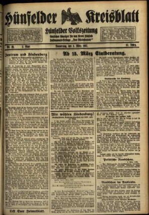 Zweite Ausgabe vom Donnerstag, den 03. März 1932.