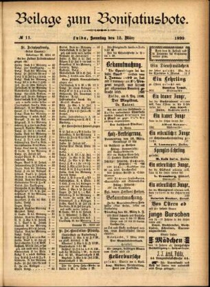 Zweite Ausgabe vom Sonntag, den 12. März 1899.