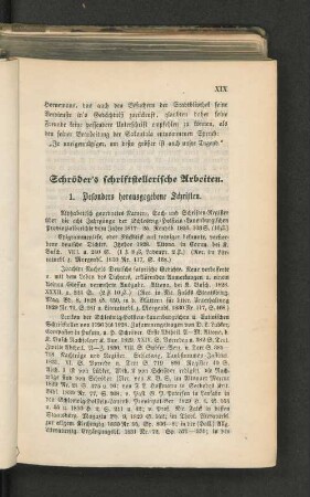 Schröder's schriftstellerische Arbeiten.