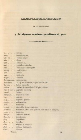 Espligacion de las abreviaturas y de algunos nombres peculiares al pais